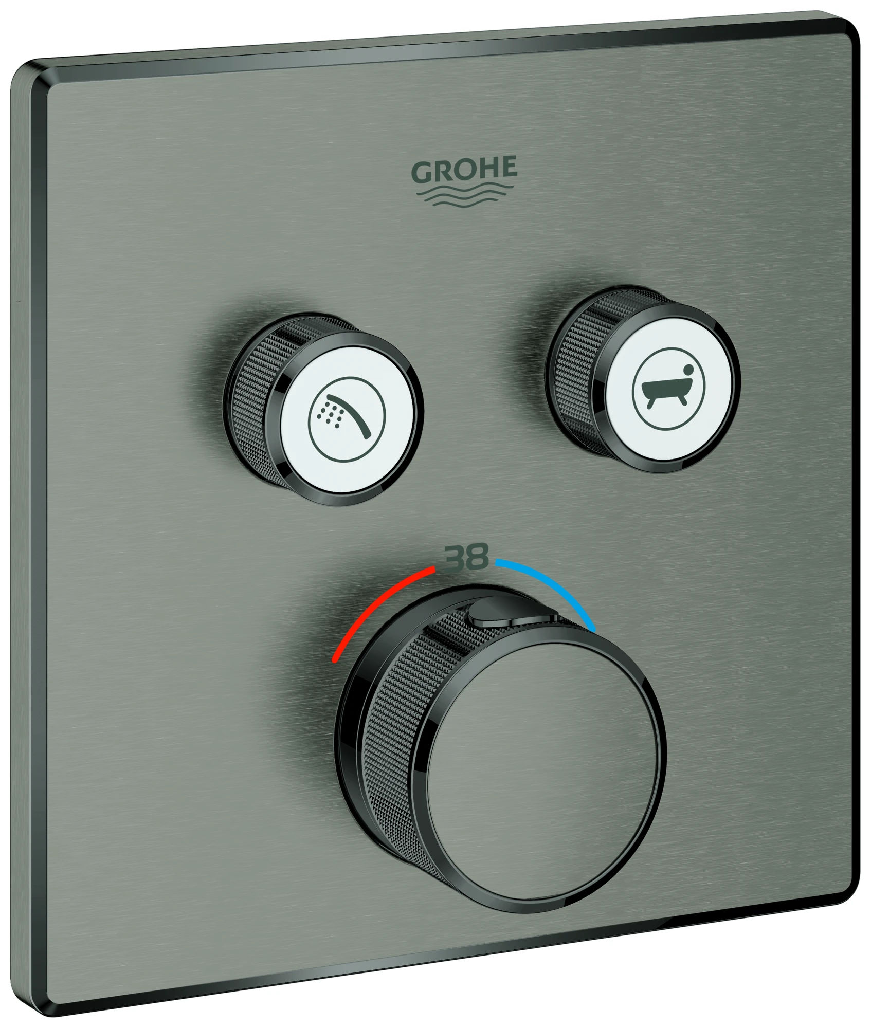 Thermostat Grohtherm SmartControl 29124, mit 2 Absperrventilen, Fertigmontageset für Rapido SmartBox, Wandrosette eckig, chrom