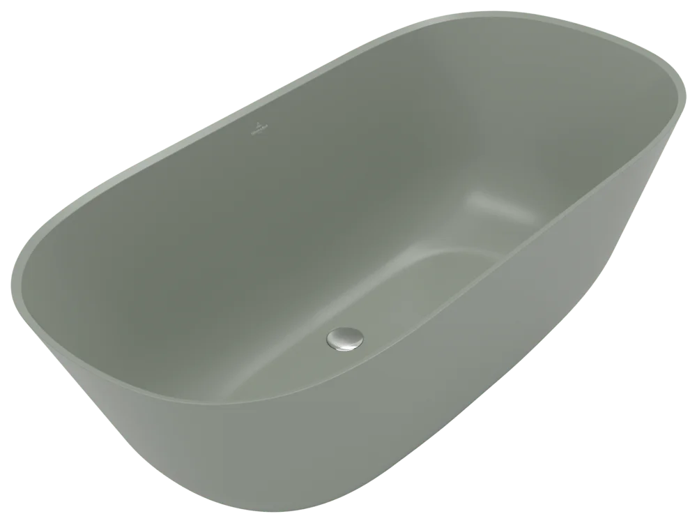 Villeroy & Boch freistehende Badewanne Theano, Morning Green, 1550 x 750 mm, Höhe 506 mm, Innentiefe 480 mm, Nutzinhalt 250 Liter