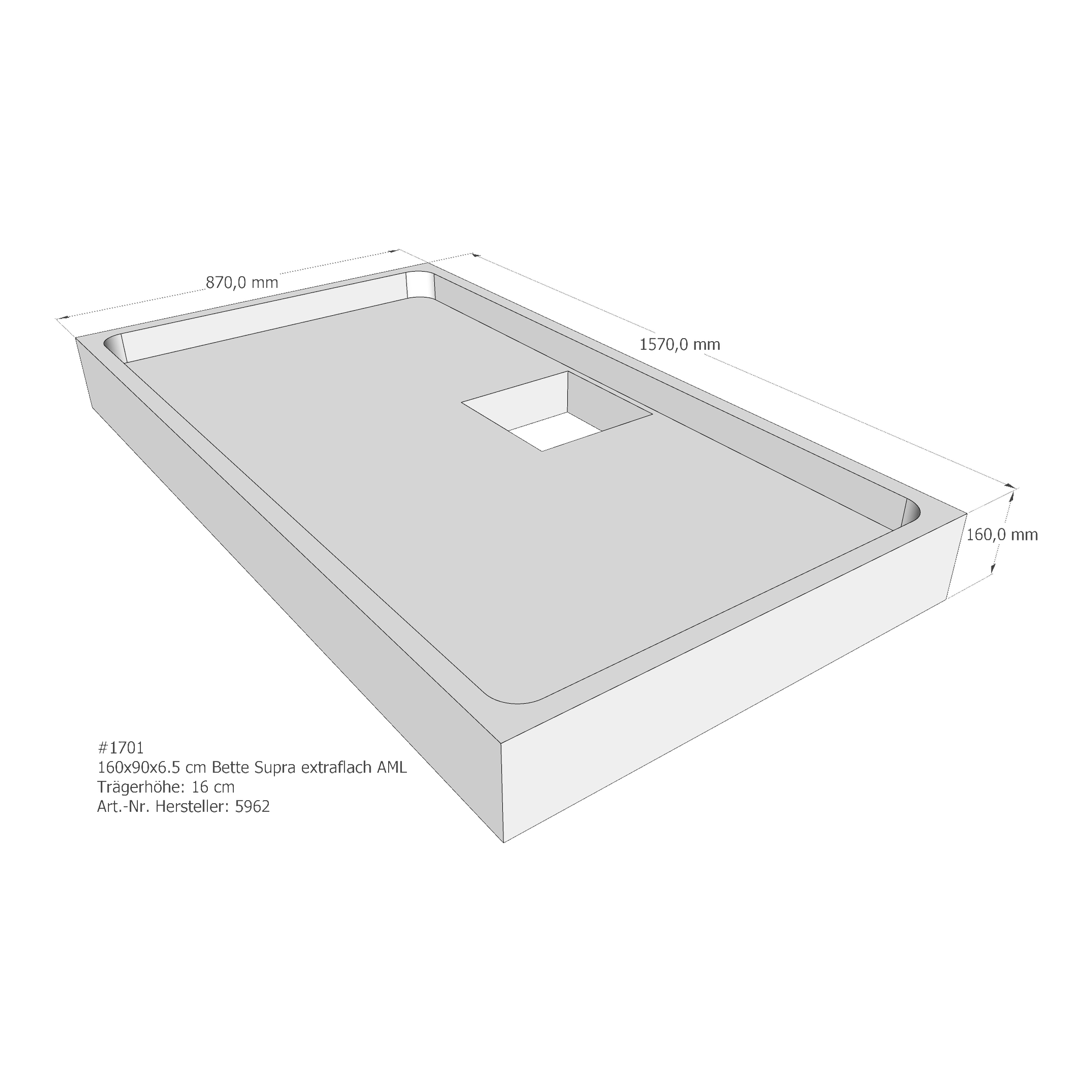 Duschwannenträger für Bette Supra (extraflach) 160 × 90 × 6,5 cm Breite: 90 cm / Länge: 160 cm Duschwannenträger für Bette Supra (extraflach) 160 × 90 × 6,5 cm Breite: 90 cm / Länge: 160 cm
