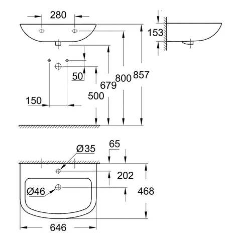 Waschtisch Bau Keramik 39420, wandhängend, 646 x 468 mm, 1 Hahnloch, mit Überlauf, aus Sanitärkeramik, alpinweiß Waschtisch Bau Keramik 39420, wandhängend, 646 x 468 mm, 1 Hahnloch, mit Überlauf, aus Sanitärkeramik, alpinweiß