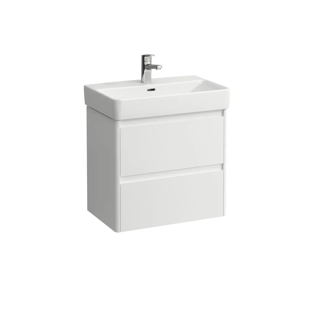 Waschtischunterbau BASE 2.0 für PRO S 361x572x515 2 Schubladen mit Griffmulde für Waschtisch H818959 COMPACT weiß matt
