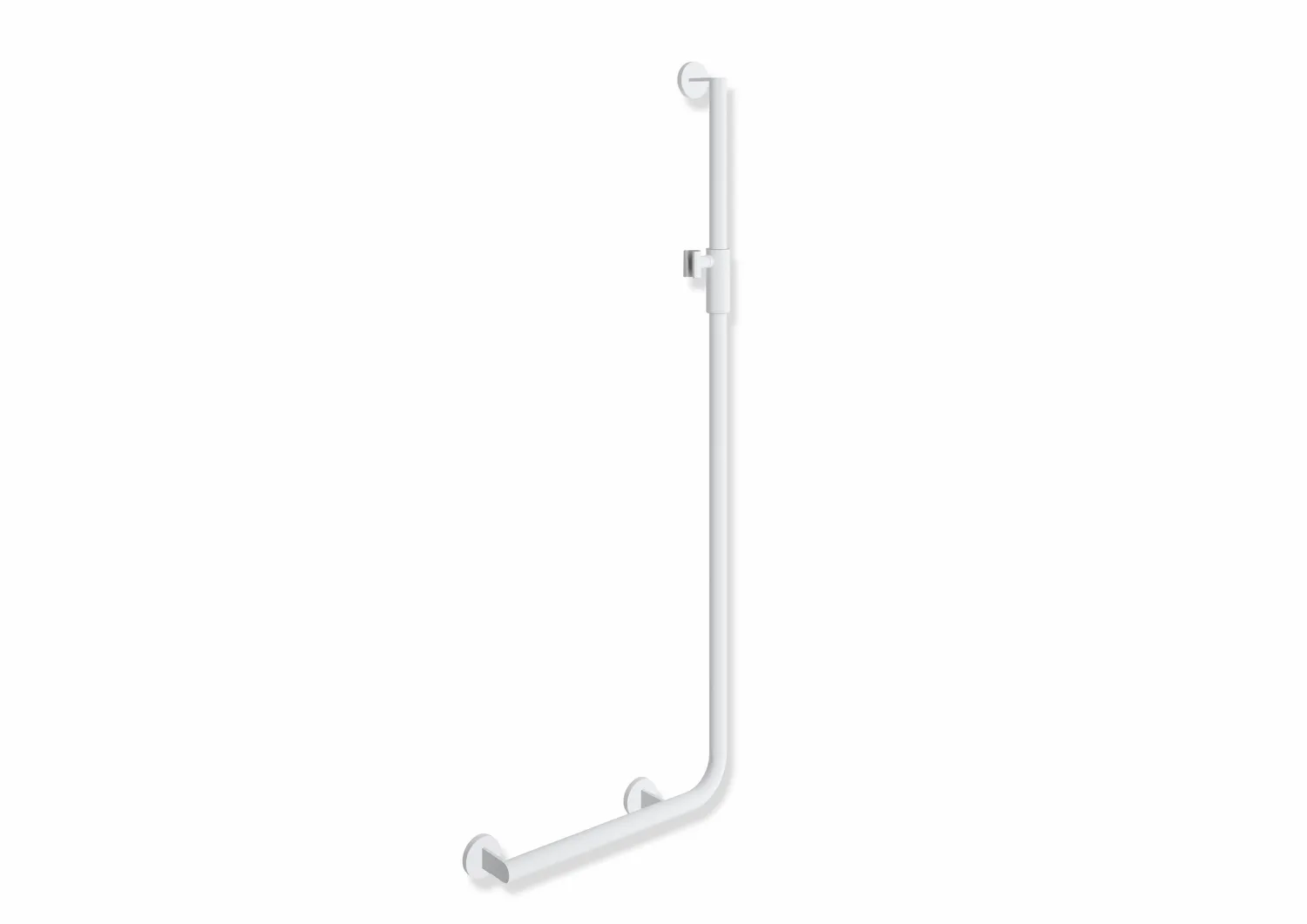 HEWI Winkelgriff mit Brausehalter System 900 PG56, Edelstahl, pulverbeschichtet, links, weiß tiefmatt HEWI Winkelgriff mit Brausehalter System 900 PG56, Edelstahl, pulverbeschichtet, links, weiß tiefmatt