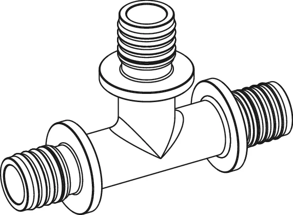 TECEflex T-Stück reduziert Dimension 25 × 20 × 20, Siliziumbronze TECEflex T-Stück reduziert Dimension 25 × 20 × 20, Siliziumbronze