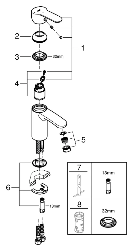 Einhand-Waschtischbatterie Eurostyle Cosmopolitan 23373_2, S-Size, Einlochmontage, glatter Körper, Energie-Spar-Funktion Mittelstellung kalt, chrom