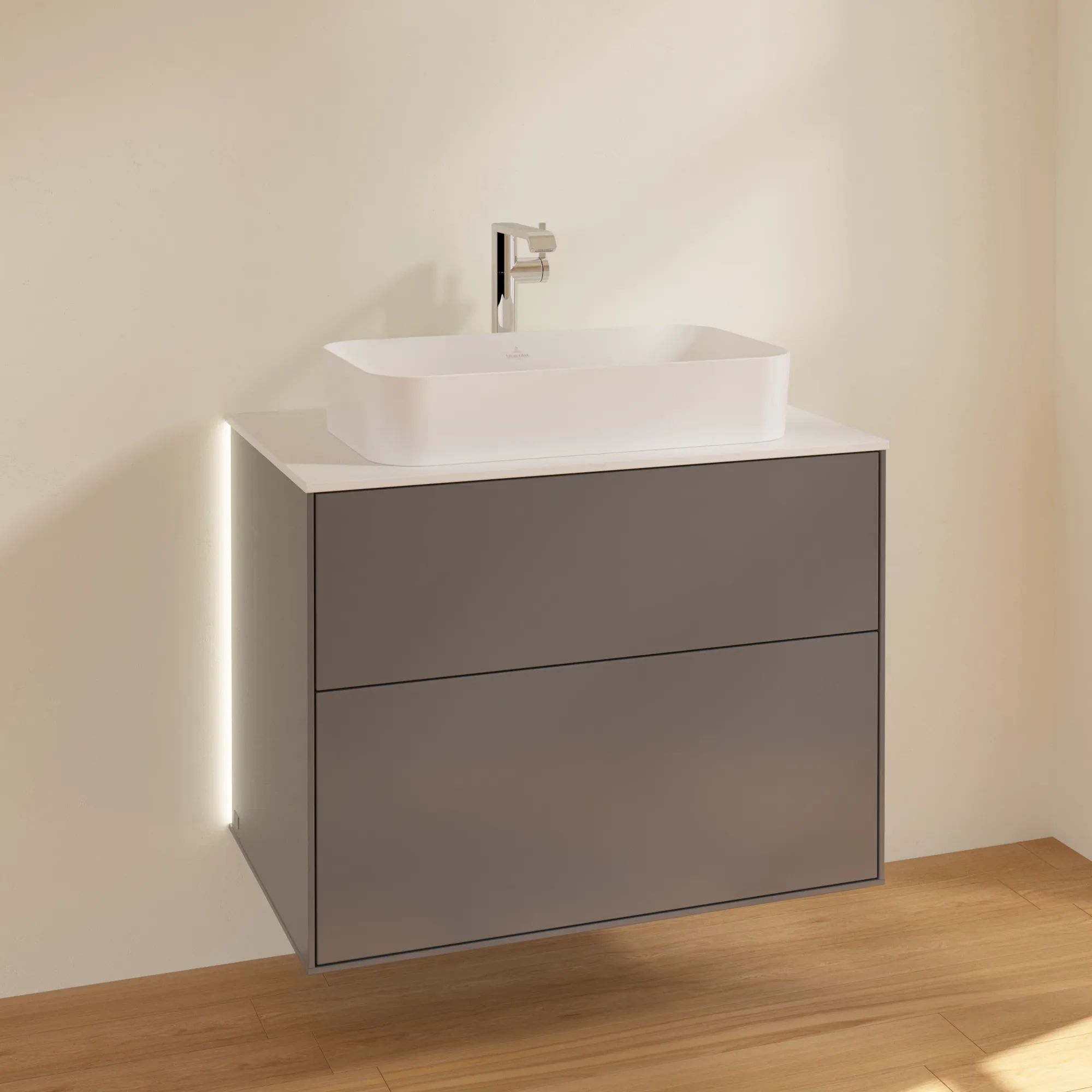 Villeroy & Boch Waschbeckenunterschrank Finion G22100 Anthracite Matt Lacquer, 800x603x501 mm, mit Beleuchtung und Push-to-open Funktion