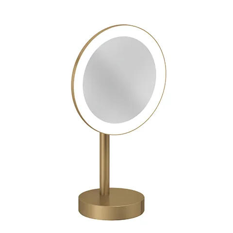 Kludi-VELA R LED-Kosmetikspiegel freistehend Brushed Bronze, 3-fach Vergrößerung, 2 Farbtemperaturen, 4,5W LED, 200 cm Kabel