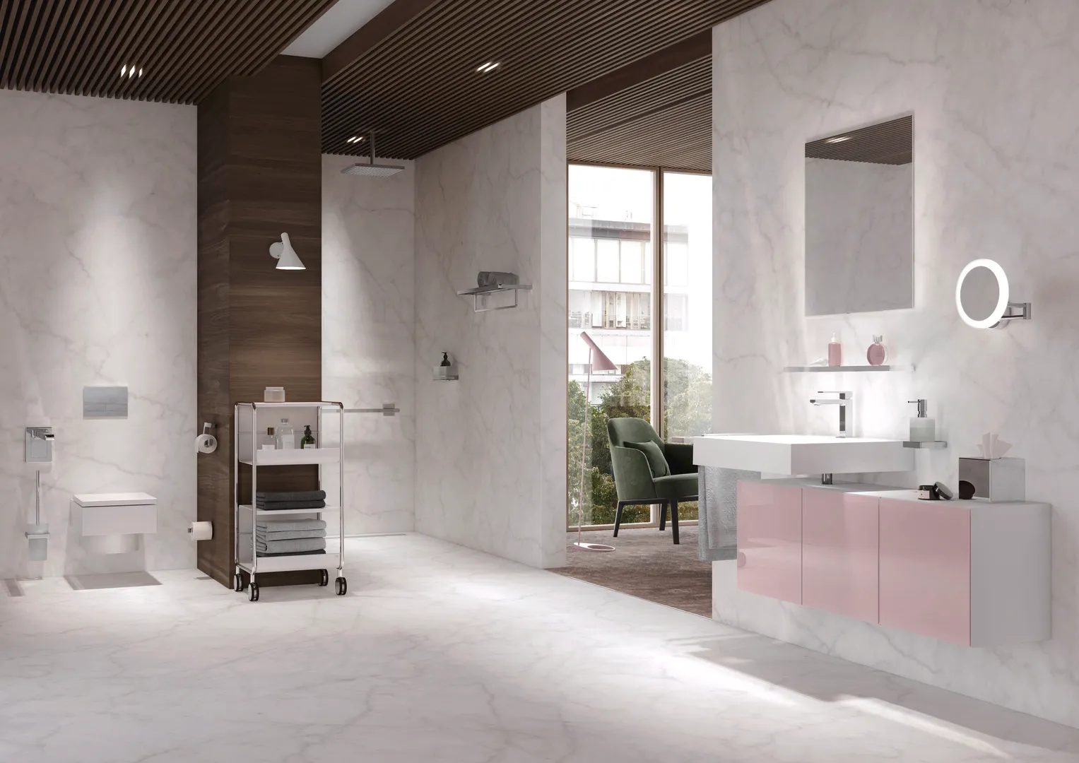 HEWI Beistellwagen 43 × 90,4 × 40 cm in Schwarz tiefmatt / Chrom HEWI Beistellwagen 43 × 90,4 × 40 cm in Schwarz tiefmatt / Chrom