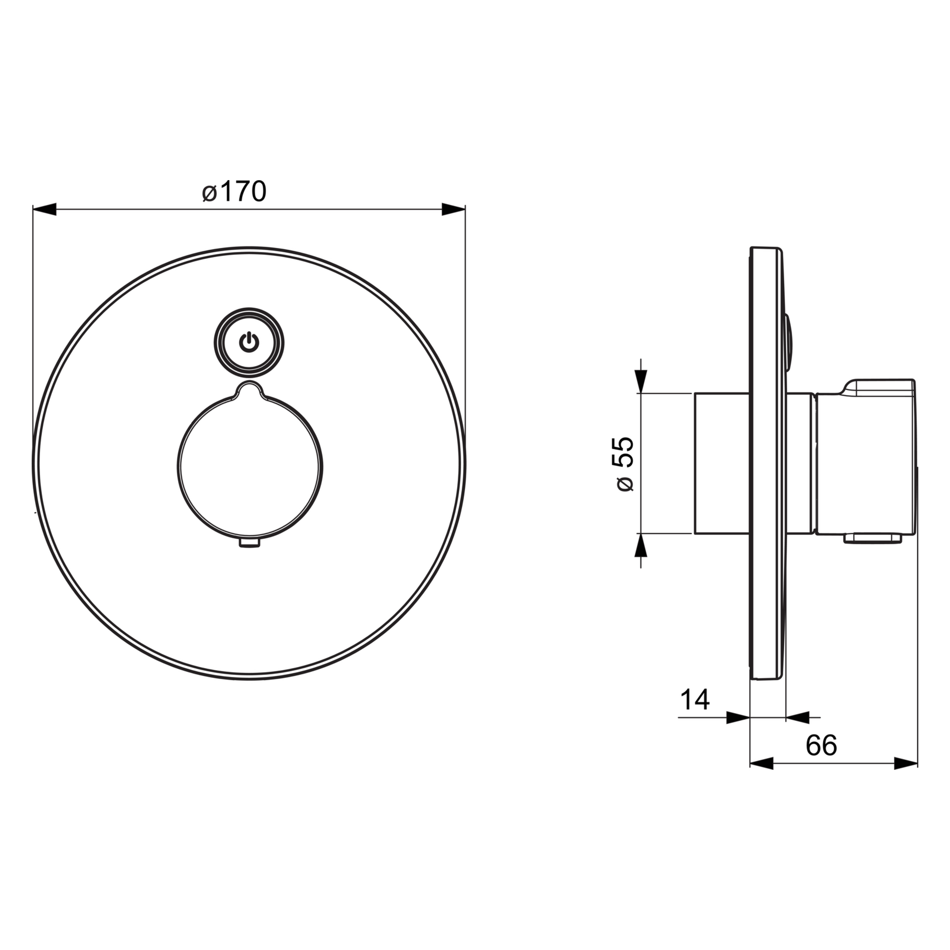 HA Fertigset für Brause-Batterie HANSAELECTRA 8191 Rosette rund 3 V, Bluetooth Chrom