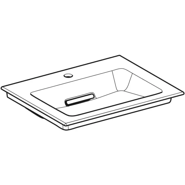 Schrankwaschtisch „One“ mit horizontalem Ablauf 60 × 48 cm in weiß alpin mit KeraTect®