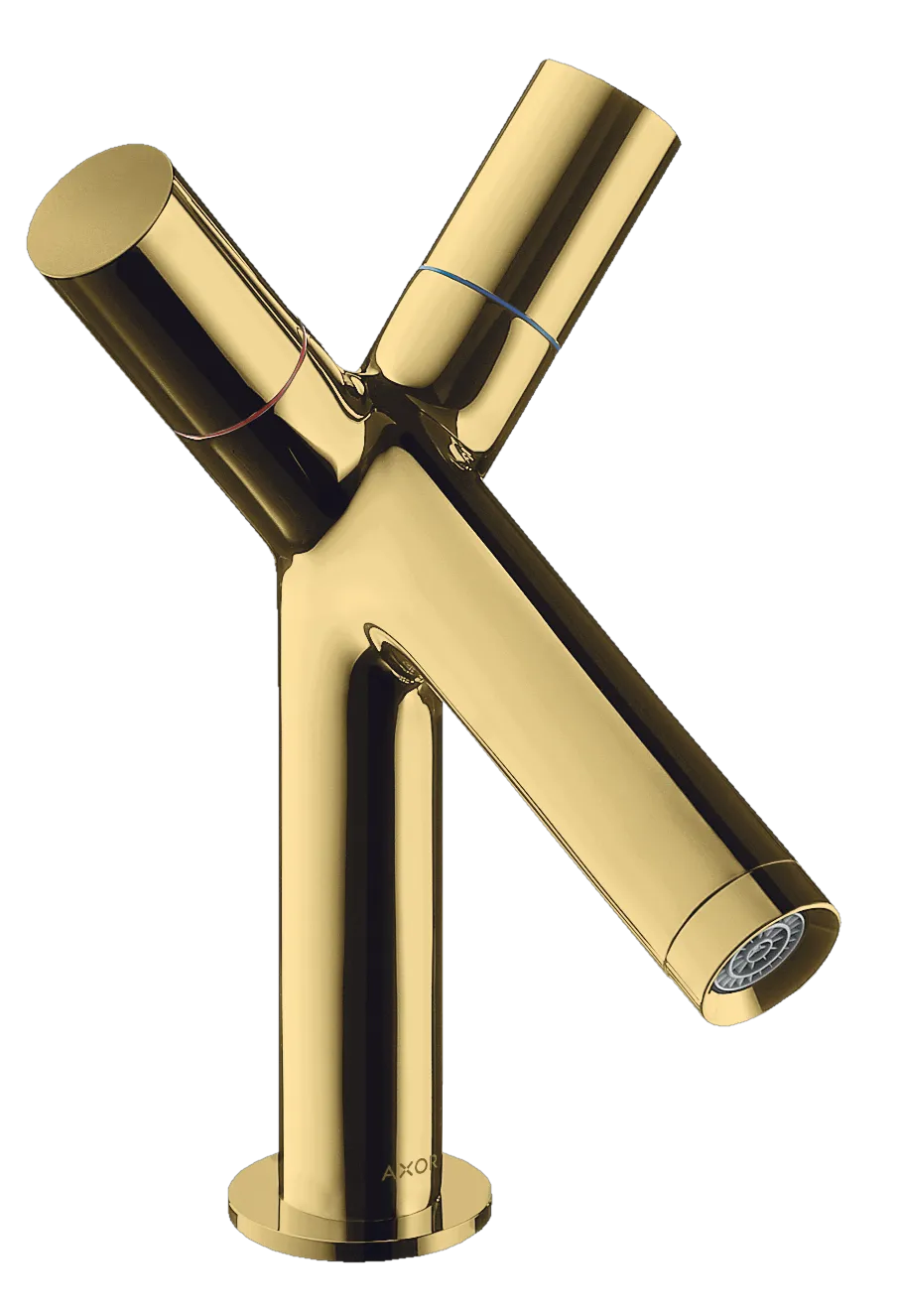 Hansgrohe AXOR Starck 2-Griff Waschtischarmatur 80 mit Zugstangen-Ablaufgarnitur, Polished Gold Optic