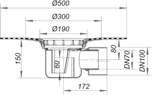 Ablaufgehäuse 57 DallBit, DN 70/DN 100 Ablaufgehäuse 57 DallBit, DN 70/DN 100