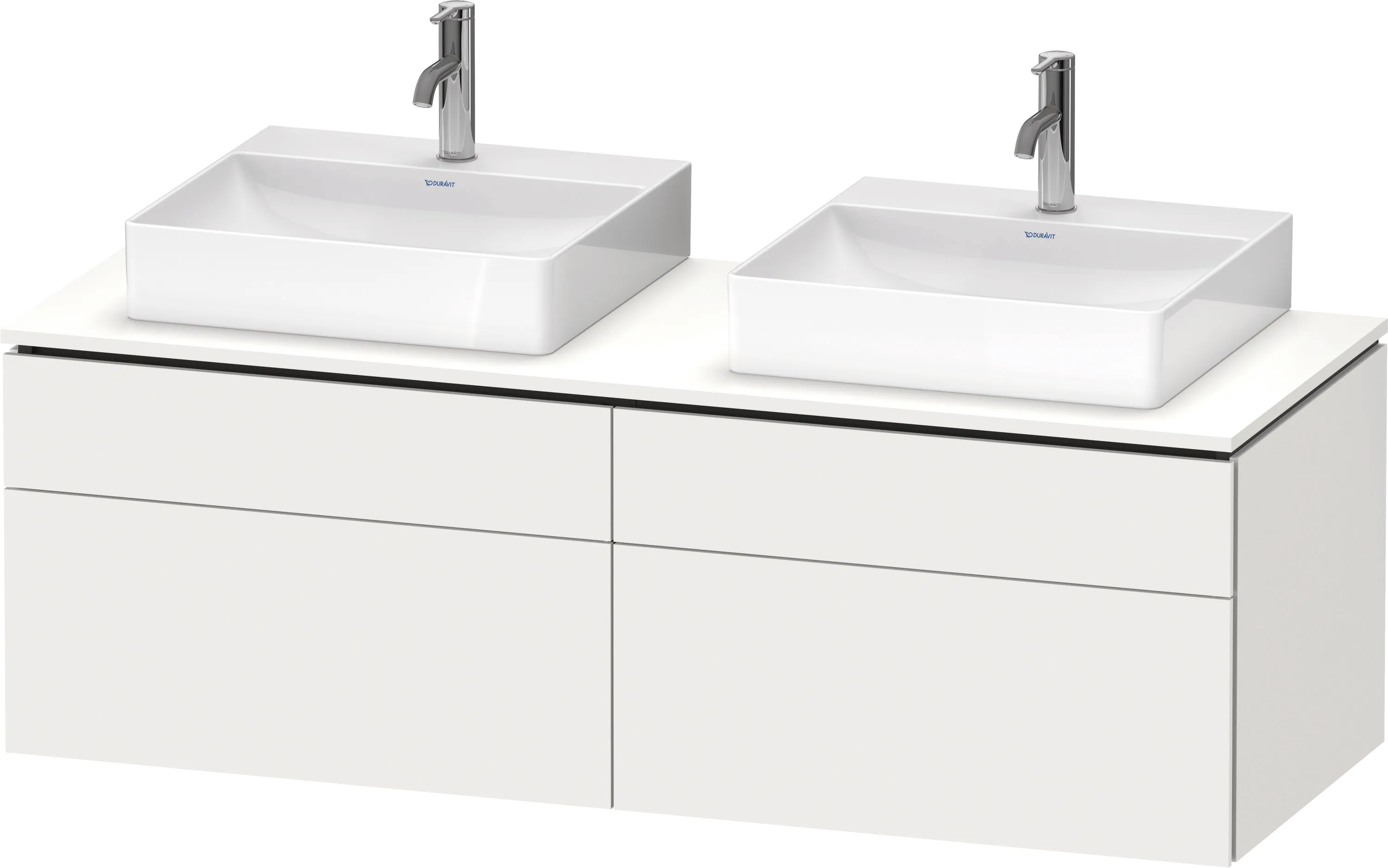 Duravit Waschtischunterschrank wandhängend „L-Cube“ 142 × 48,2 × 55 cm Weiß Supermatt, links und rechts