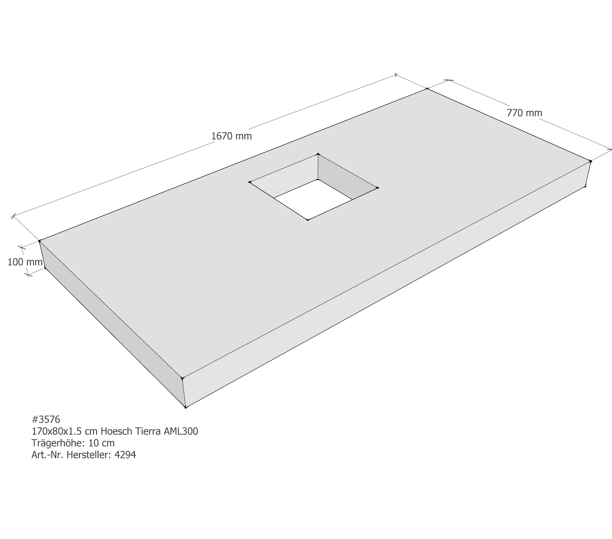 Duschwannenträger passend für Hoesch Tierra 170 × 80 × 1,5 cm