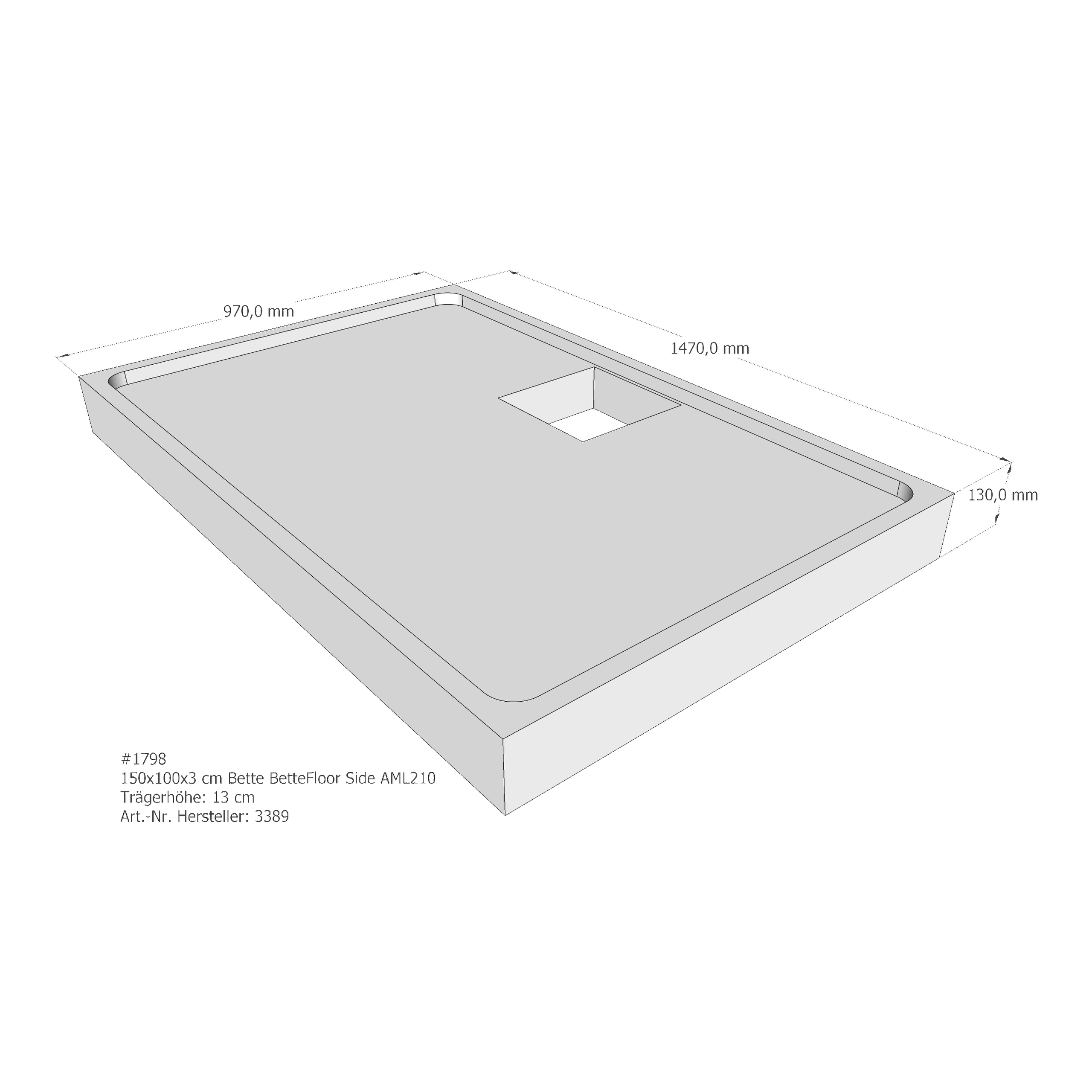 Duschwannenträger für Bette Floor Side 150 × 100 × 3 cm Breite: 100 cm / Länge: 150 cm Duschwannenträger für Bette Floor Side 150 × 100 × 3 cm Breite: 100 cm / Länge: 150 cm