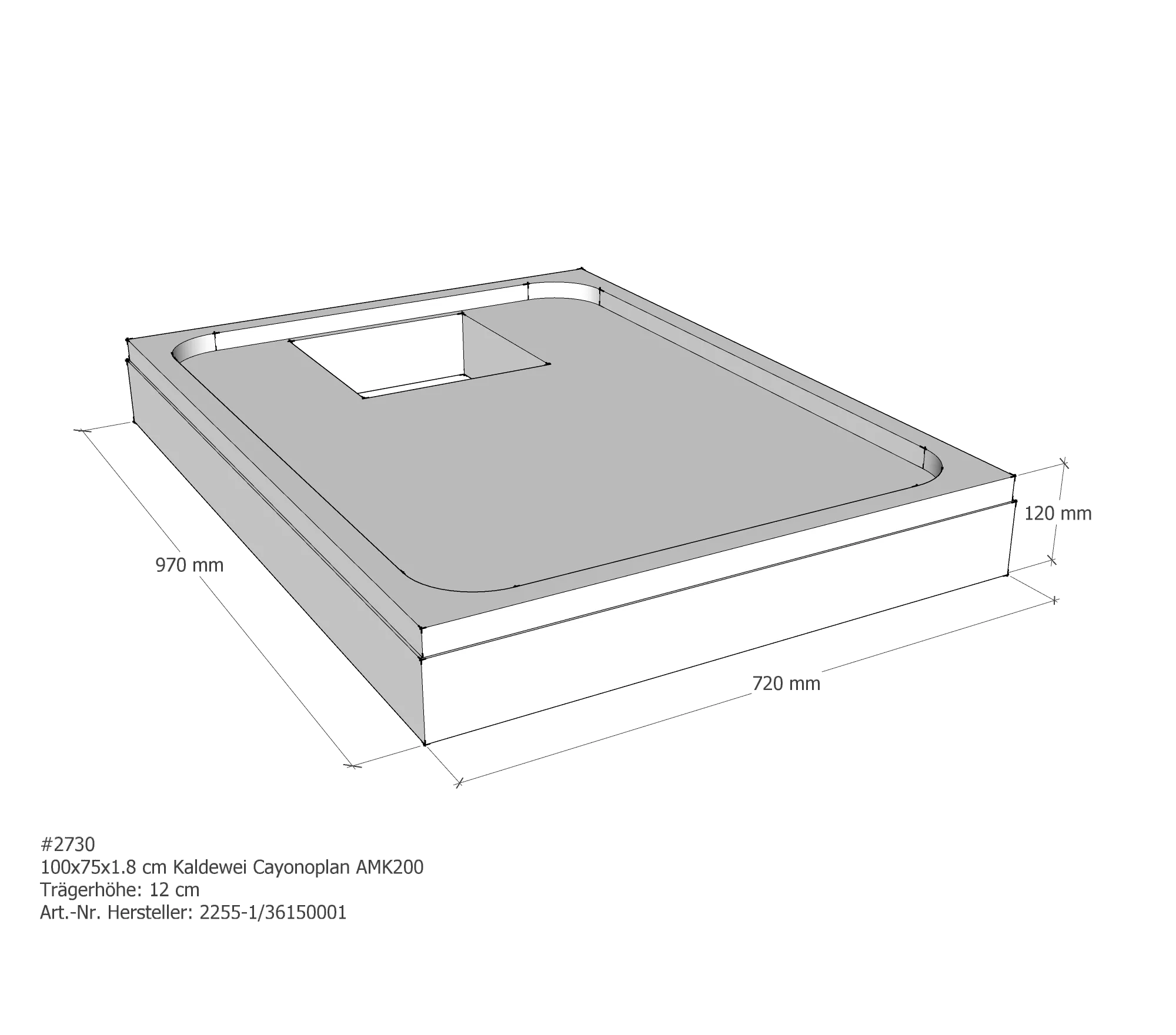 Duschwannenträger für Kaldewei Cayonoplan 100 × 75 × 1,8 cm Breite: 75 cm / Länge: 100 cm Duschwannenträger für Kaldewei Cayonoplan 100 × 75 × 1,8 cm Breite: 75 cm / Länge: 100 cm