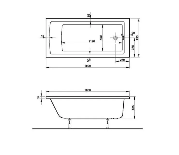 Integra Badewanne 160 x 75 cm Körperformwanne Einbauversion Weiß Hochglanz Integra Badewanne 160 x 75 cm Körperformwanne Einbauversion Weiß Hochglanz