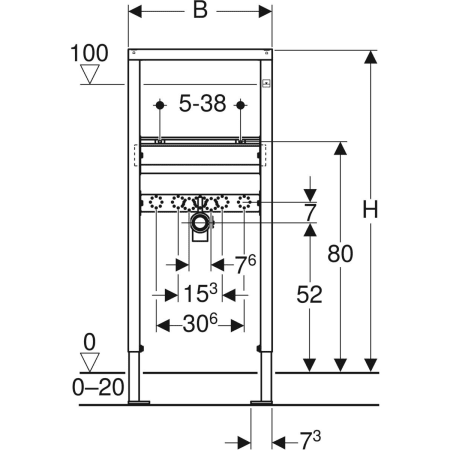 Geberit Vorwand-/Einbauelement für Waschtisch „DuofixBasic“ 1120 × 500 × 75 mm in