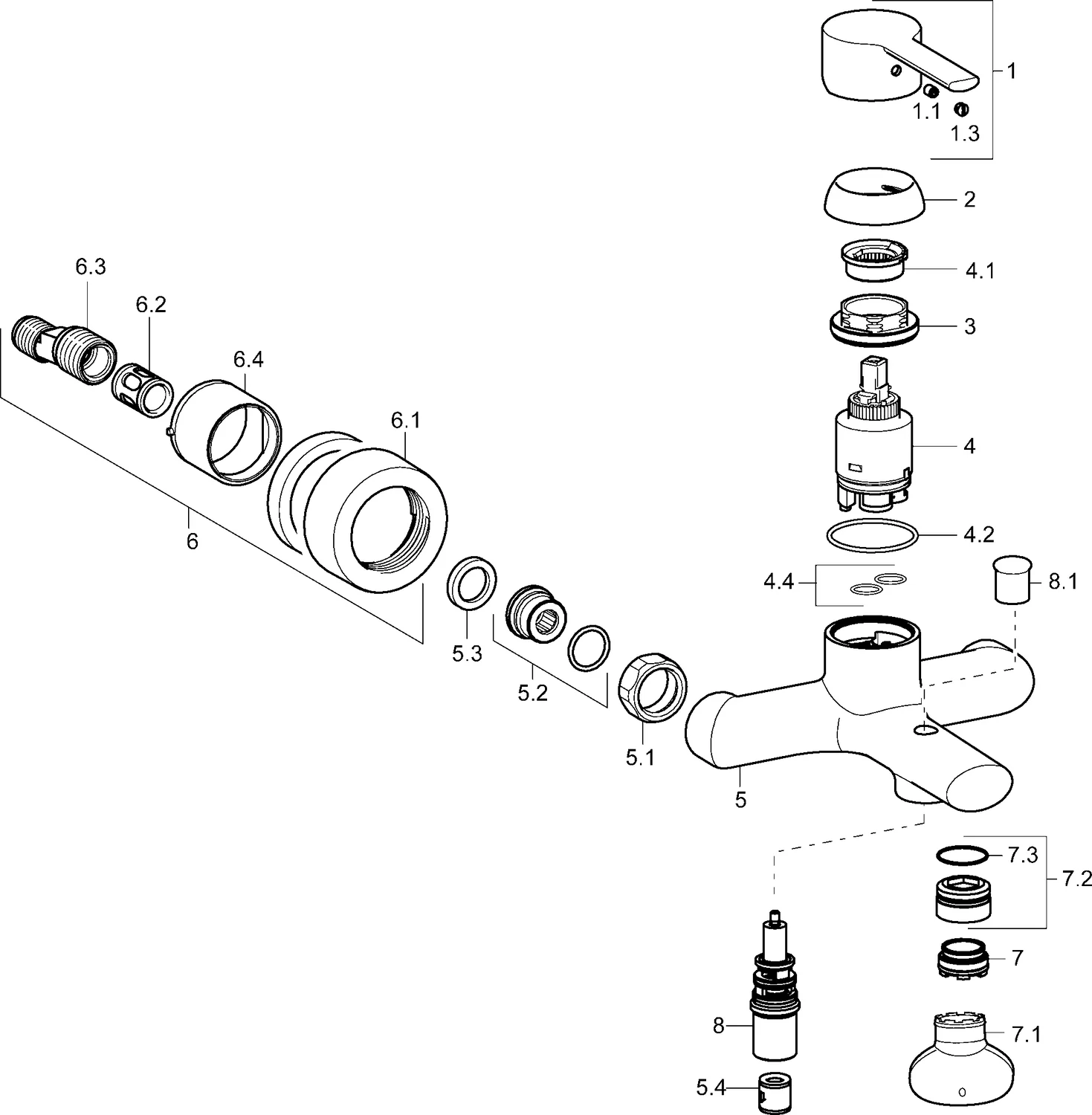 HansaRONDA Einhebelmischer Wafü und Brausebatterie HansaRONDA 0374 Ausladung 163 mm DN15 Chrom