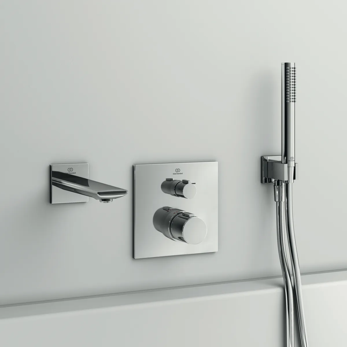 Badethermostat Unterputz Ceratherm C100, Bausatz 2, Rosette 163x163mm, Brushed Gold Badethermostat Unterputz Ceratherm C100, Bausatz 2, Rosette 163x163mm, Brushed Gold