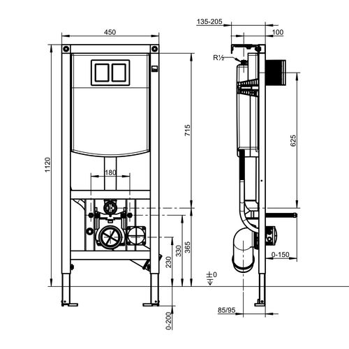 Set-Wand-Tiefspül-WC „Subway 3.0“ mit Sitz, BetätigungsplatteWeiß, Vorwandelement und Schallschutzset