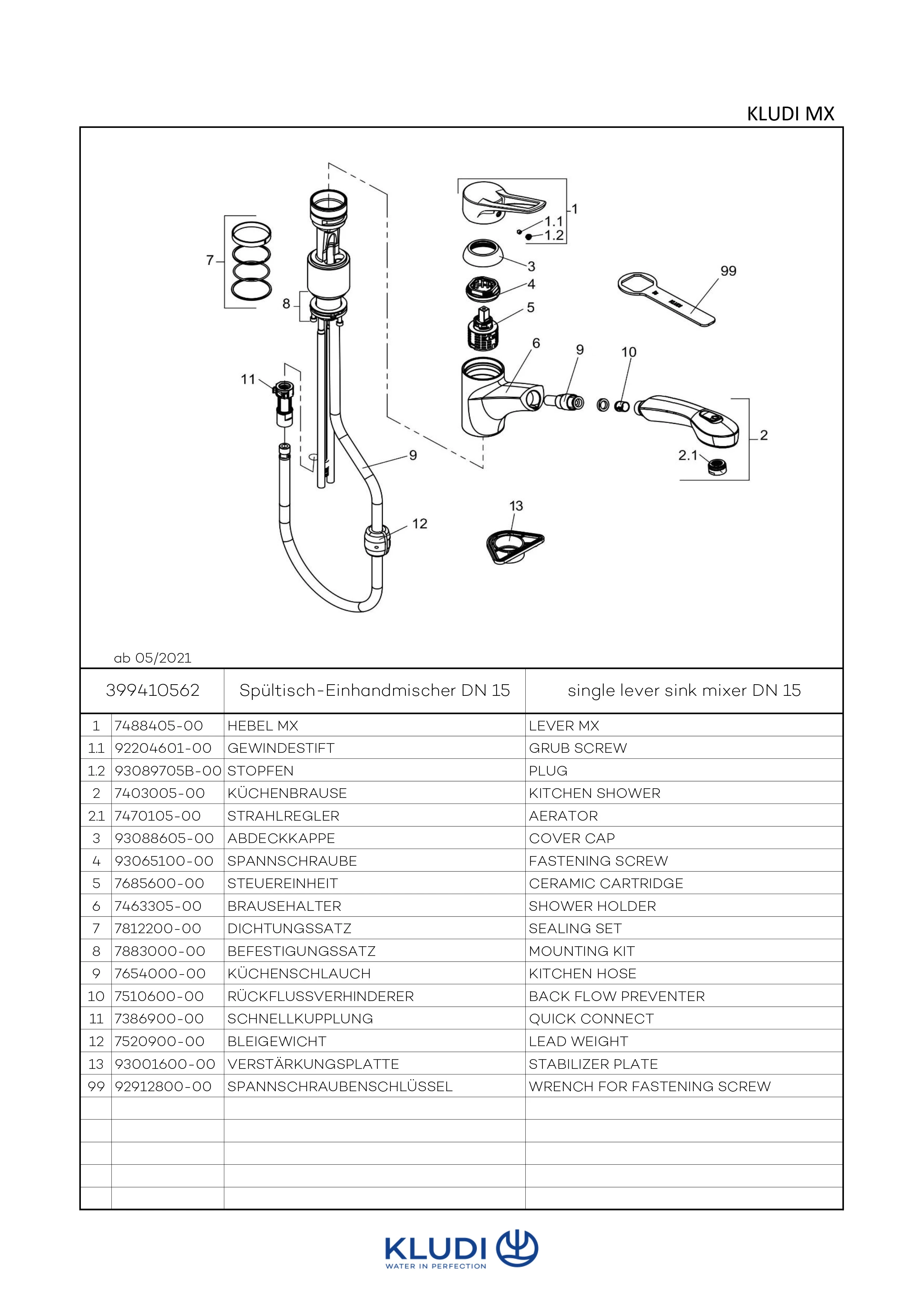 MX SpültischEHM DN 8 herausz. Brause chrom MX SpültischEHM DN 8 herausz. Brause chrom