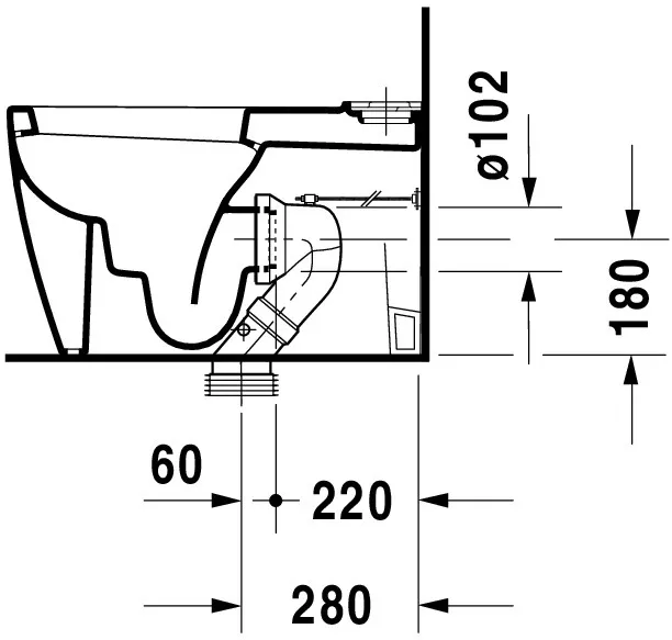 Stand-WC Kombi Starck 1 640 mm Tiefspüler, fürSPK, Abg.Vario, weiß