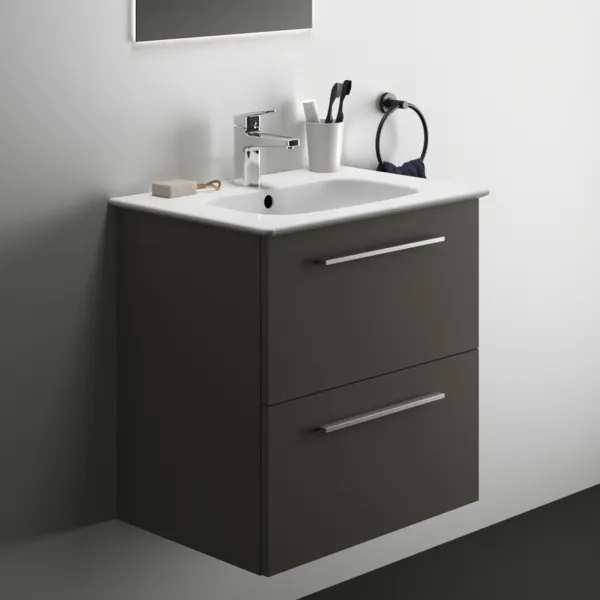 Ideal Standard i.life A Möbelwaschtischunterschrank Quarzgrau matt 600x440x630mm 2 Auszüge Softclose Ideal Standard i.life A Möbelwaschtischunterschrank Quarzgrau matt 600x440x630mm 2 Auszüge Softclose