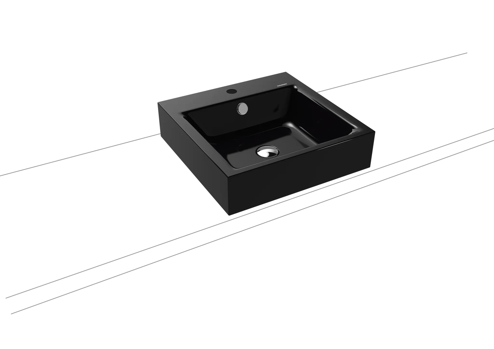 Aufsatzwaschtisch „Puro“ 46 × 46 cm, mit Überlauf, mit Hahnlochbohrung in schwarz mit Perl-Effekt