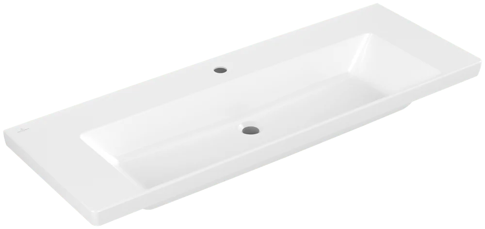 Villeroy & Boch Schrankwaschtisch Subway 3.0, 1300x470x170mm, glänzend weiß Alpin, TitanCeram, 3-Loch-Armatur, Wandmontage