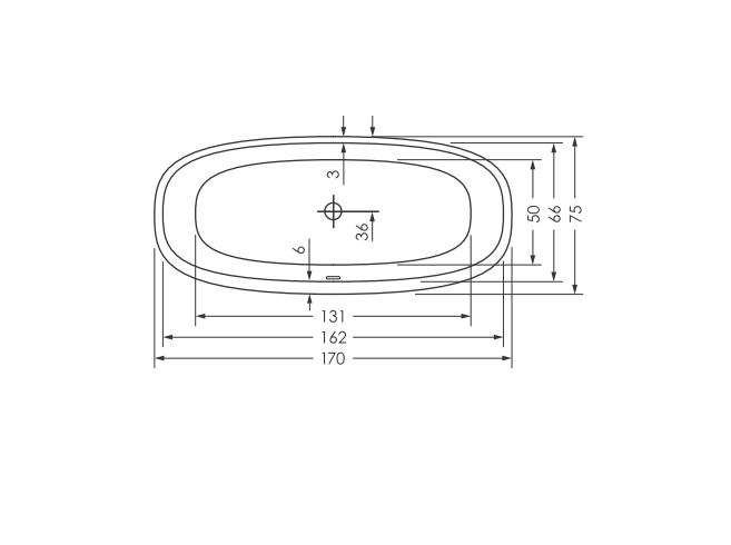 repaBAD Badewanne „Pescara F“ freistehend oval 170 × 75 cm