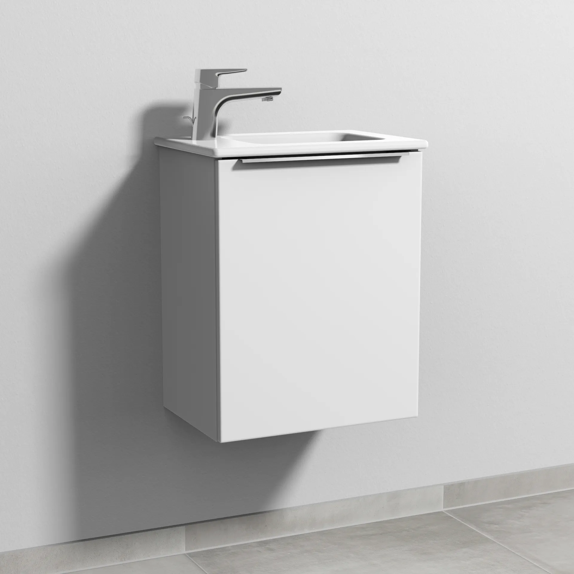 Sanipa Waschtischunterschrank „3way“ passend zu Keramik-Waschtische ME by Starck von Duravit 410 × 513 × 293 mm in Weiß-Soft, Anschlag rechts