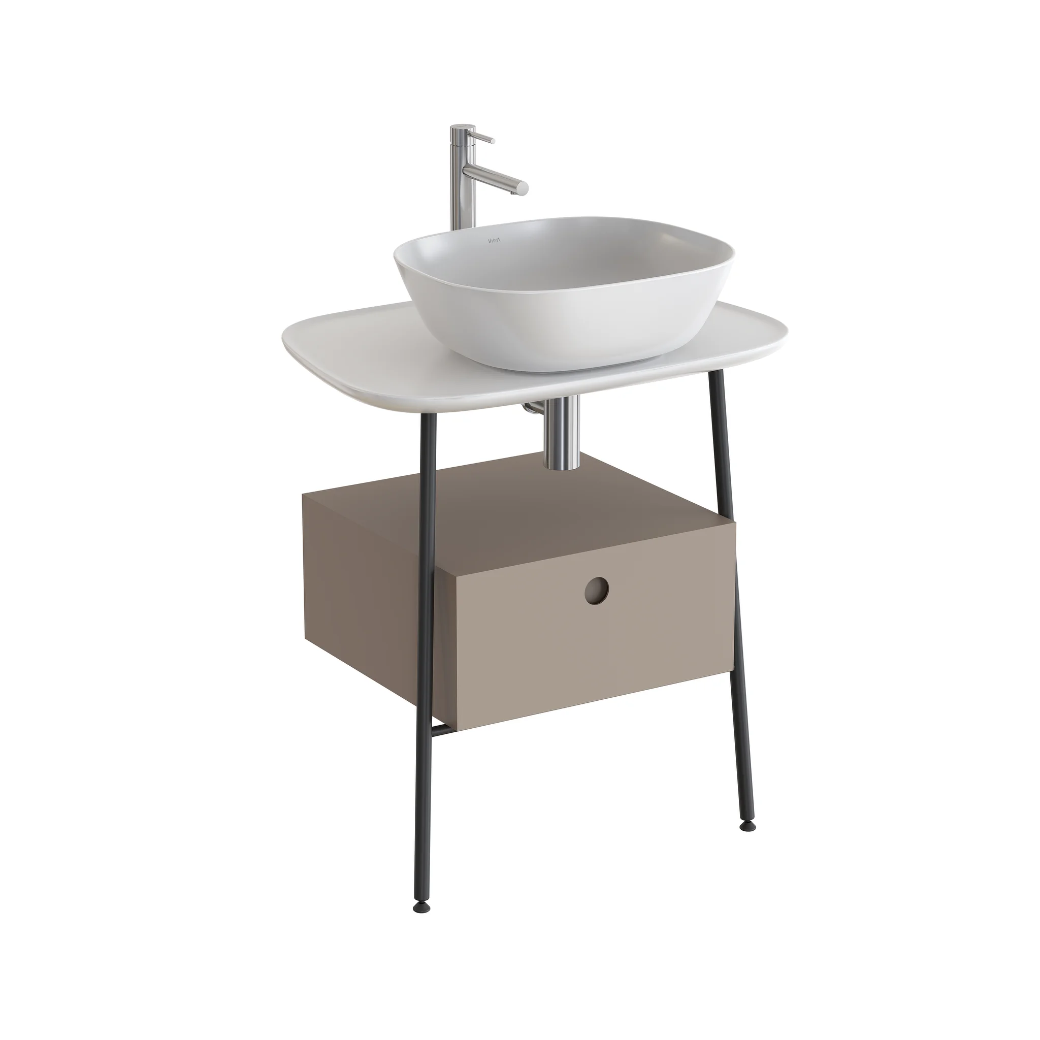 VitrA Plural Waschtischunterbau mit Konsolenplatte, 68,5 x 49 x 74 cm, Taupe Matt / Weiß Hochglanz VitrA Plural Waschtischunterbau mit Konsolenplatte, 68,5 x 49 x 74 cm, Taupe Matt / Weiß Hochglanz