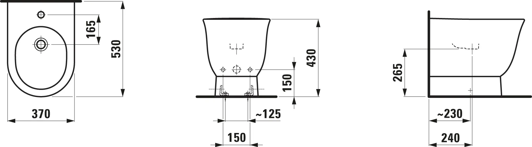Standbidet THE NEW CLASSIC 530x370x430 1 Hahnloch ohne seitliches Loch für Wasseranschluss weiß Standbidet THE NEW CLASSIC 530x370x430 1 Hahnloch ohne seitliches Loch für Wasseranschluss weiß