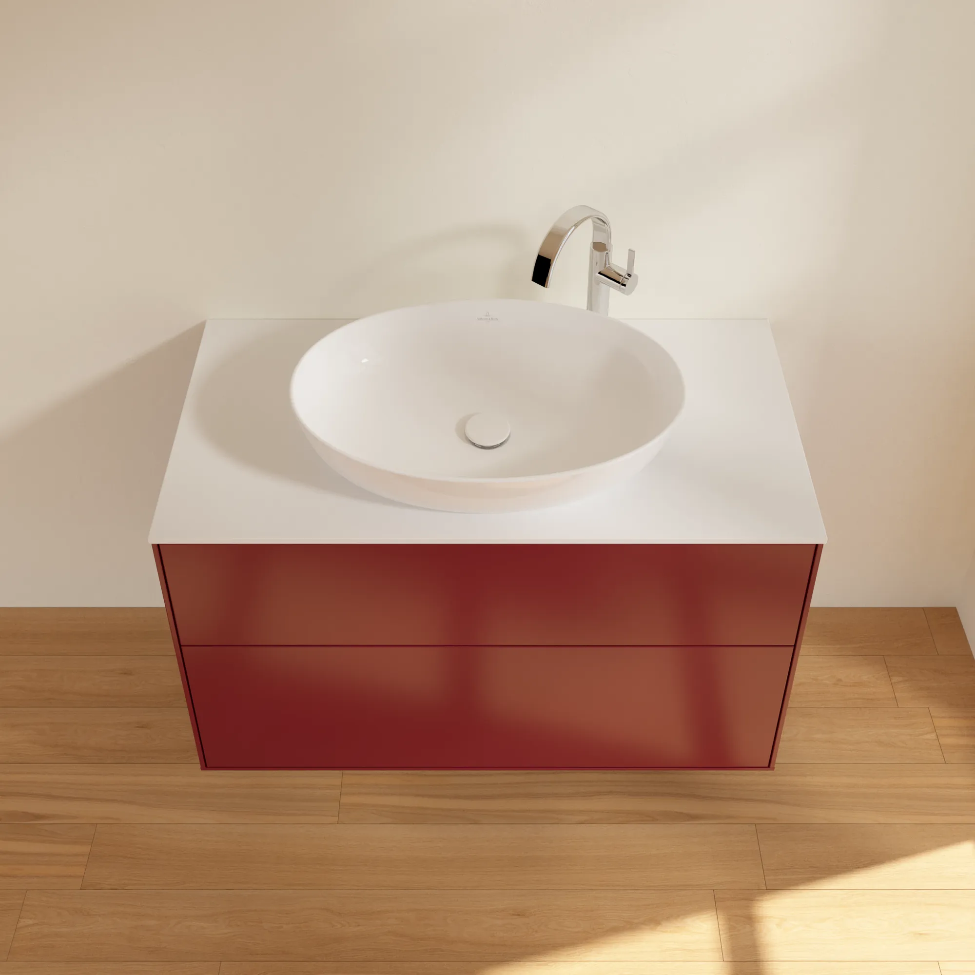 Villeroy & Boch Waschtischunterschrank „Finion“ für Schrankwaschtisch 1000 × 603 × 501 mm Peony Matt Lacquer, für Becken mittig, mit Hahnlochbohrung