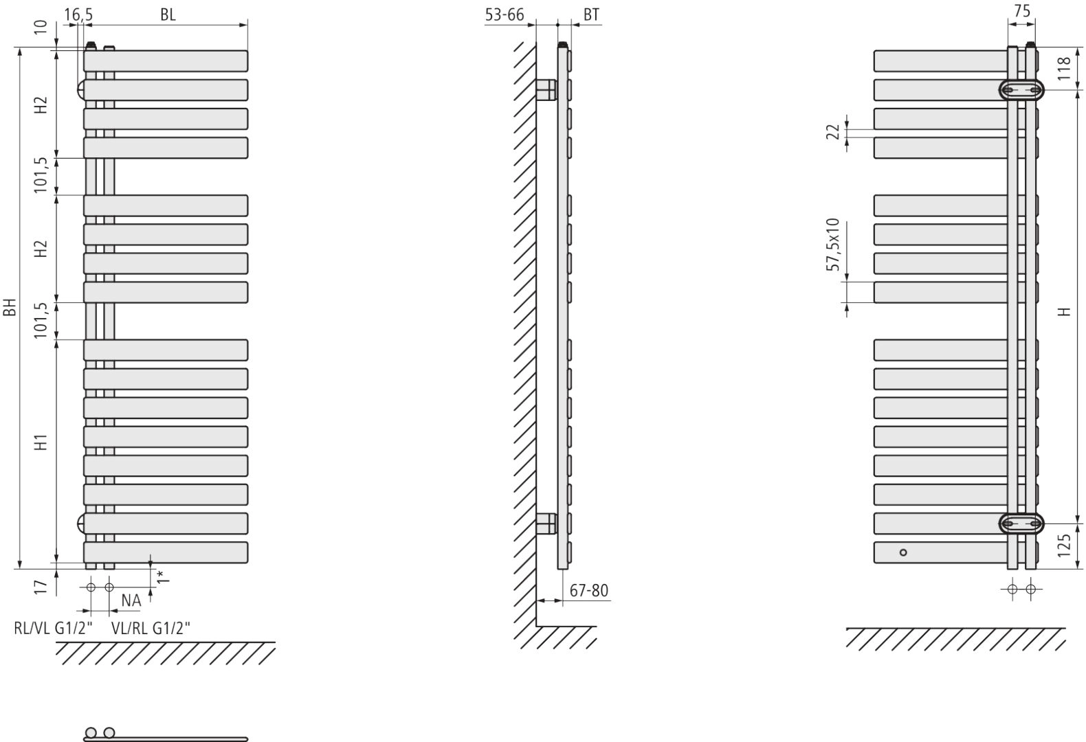 Kermi Design-Heizkörper „Credo® Half® flat“ 45 × 100 cm