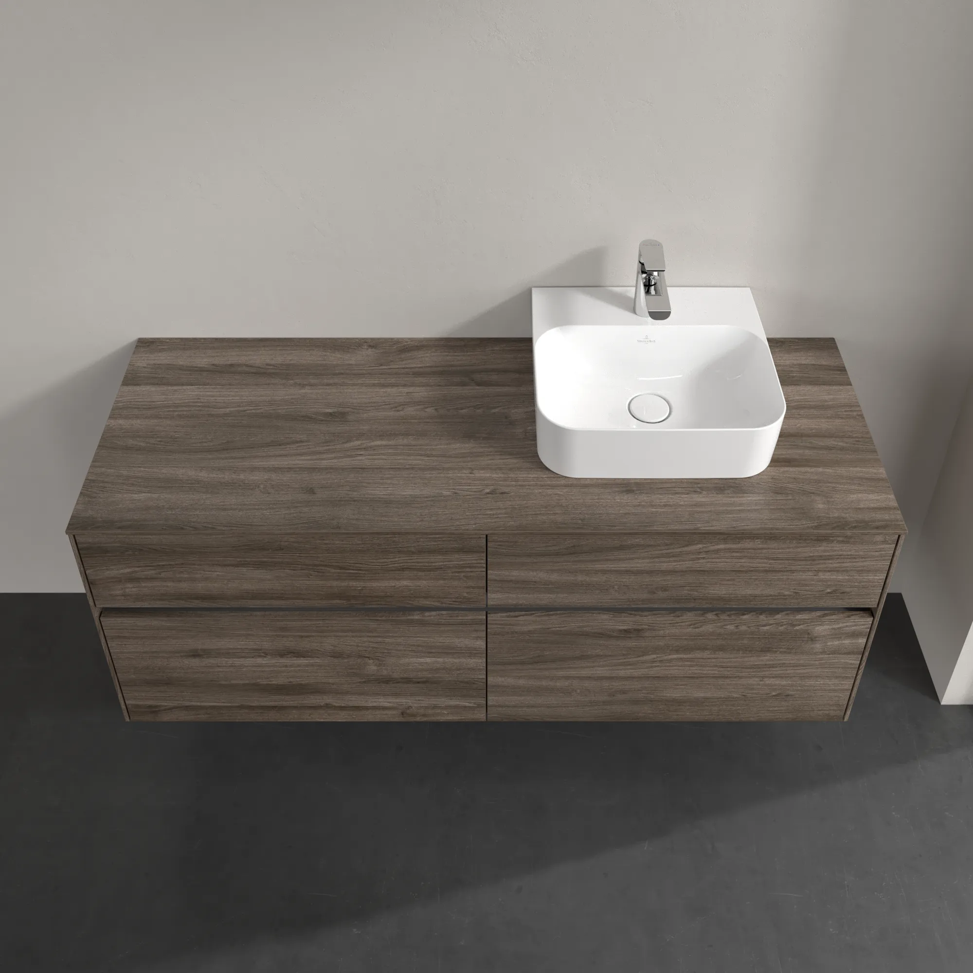 Villeroy & Boch Waschtischunterschrank „Collaro“ 1400 × 548 × 500 mm Stone Oak, ohne Beleuchtung, für Becken rechts Villeroy & Boch Waschtischunterschrank „Collaro“ 1400 × 548 × 500 mm Stone Oak, ohne Beleuchtung, für Becken rechts