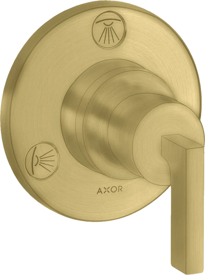 Hansgrohe AXOR Citterio Ab- und Umstellventil Trio/Quattro Unterputz mit Hebelgriff, Brushed Brass, Anschlussgröße DN20