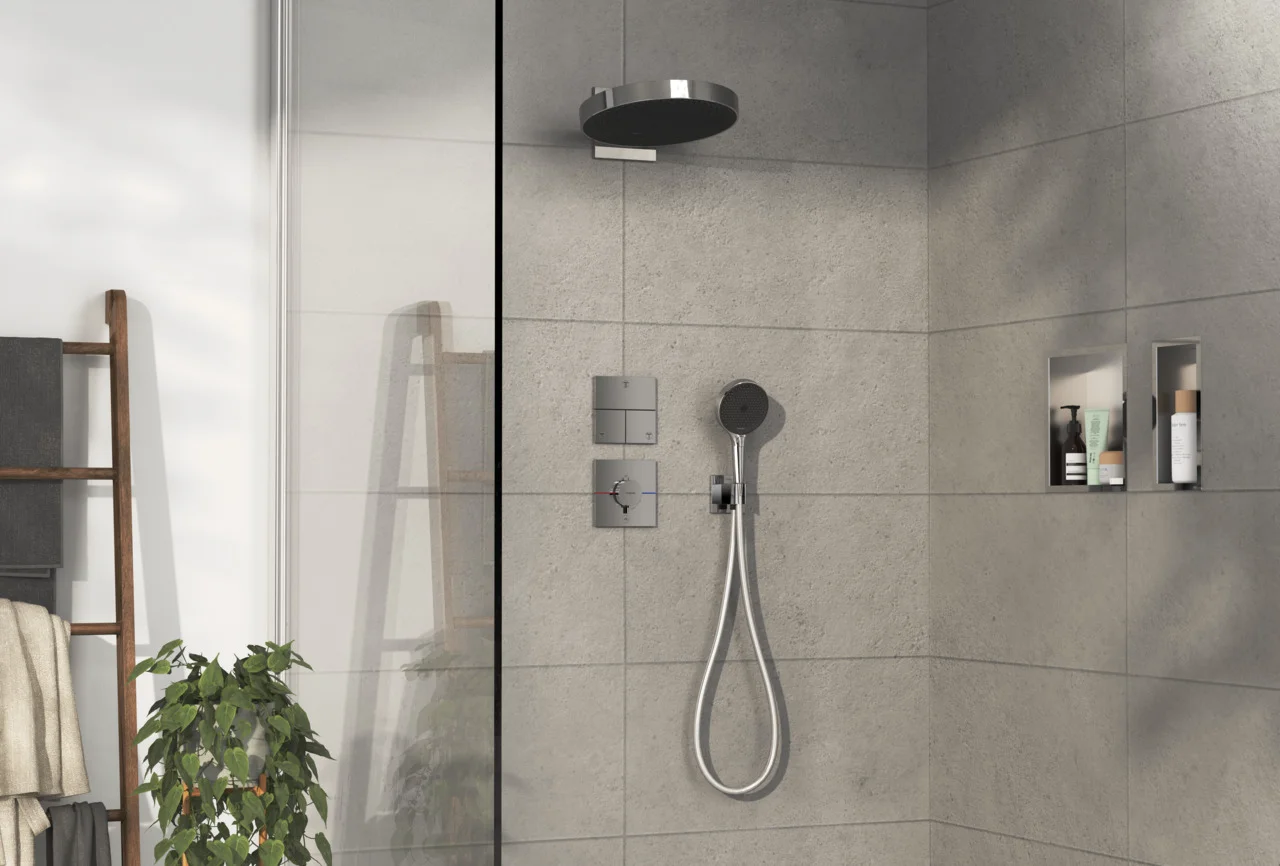 Hansgrohe ShowerSelect Comfort E Thermostat Unterputz, Chrom, 1 Verbraucher + zusätzlicher Abgang, einfache Installation mit vormontiertem Funktionsblock