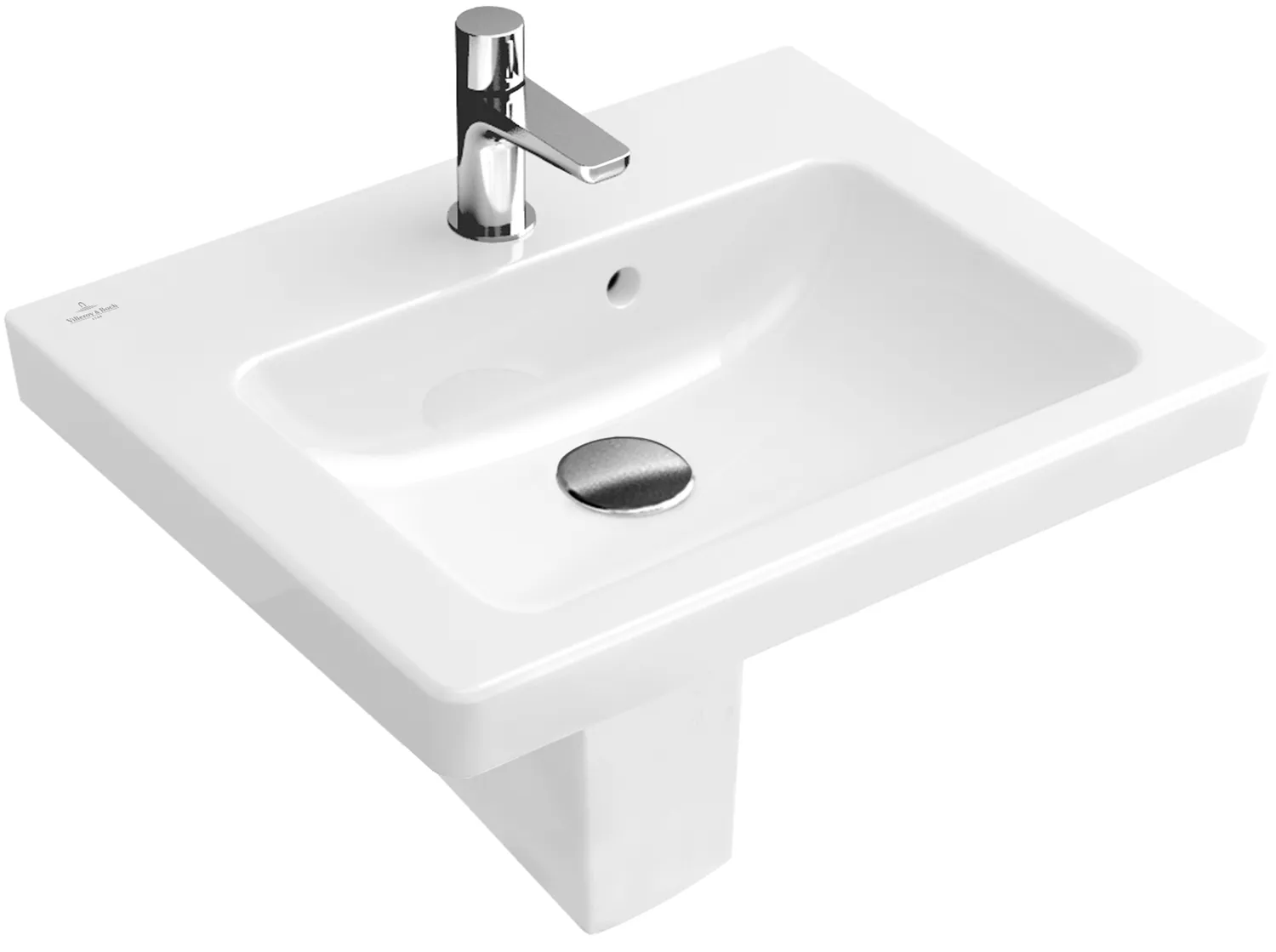 Villeroy & Boch Handwaschbecken „Subway 2.0“ 450 × 370 × 155 mm, mit Hahnlochbohrung, Hahnlochposition mittig, mit Hahnlochbank in Weiß Alpin Villeroy & Boch Handwaschbecken „Subway 2.0“ 450 × 370 × 155 mm, mit Hahnlochbohrung, Hahnlochposition mittig, mit Hahnlochbank in Weiß Alpin