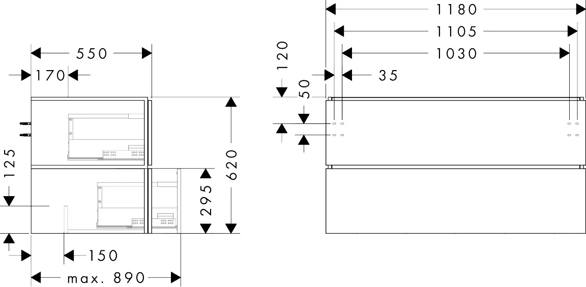 Hansgrohe Waschtischunterschrank „Xilesa E“ in Sandbeige Matt Hansgrohe Waschtischunterschrank „Xilesa E“ in Sandbeige Matt