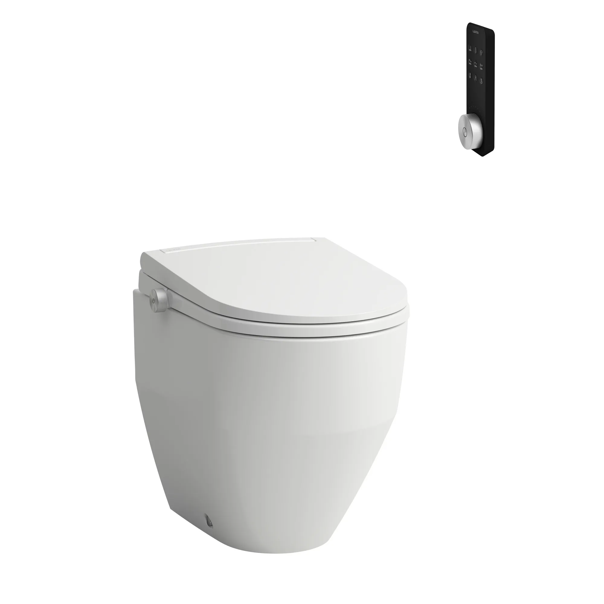 CLEANET PRO LITE Spülrandloses Stand-WC mit Dusch-WC Aufsatz, Abgang waagrecht oder senkrecht Tiefspüler für 4,5/3l-Spülung, ohne Fernbedeinung, Fön & Sitzheizung, weiß