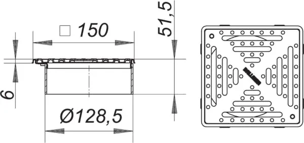 Aufsatz VSR 15, Rost 1,5 mm, rutschh., verschr., 150 x 150 mm Aufsatz VSR 15, Rost 1,5 mm, rutschh., verschr., 150 x 150 mm