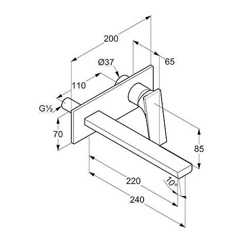 Kludi DECUS 2-Loch-Wand-EHM 240MM Feinbau-Set mattschwarz