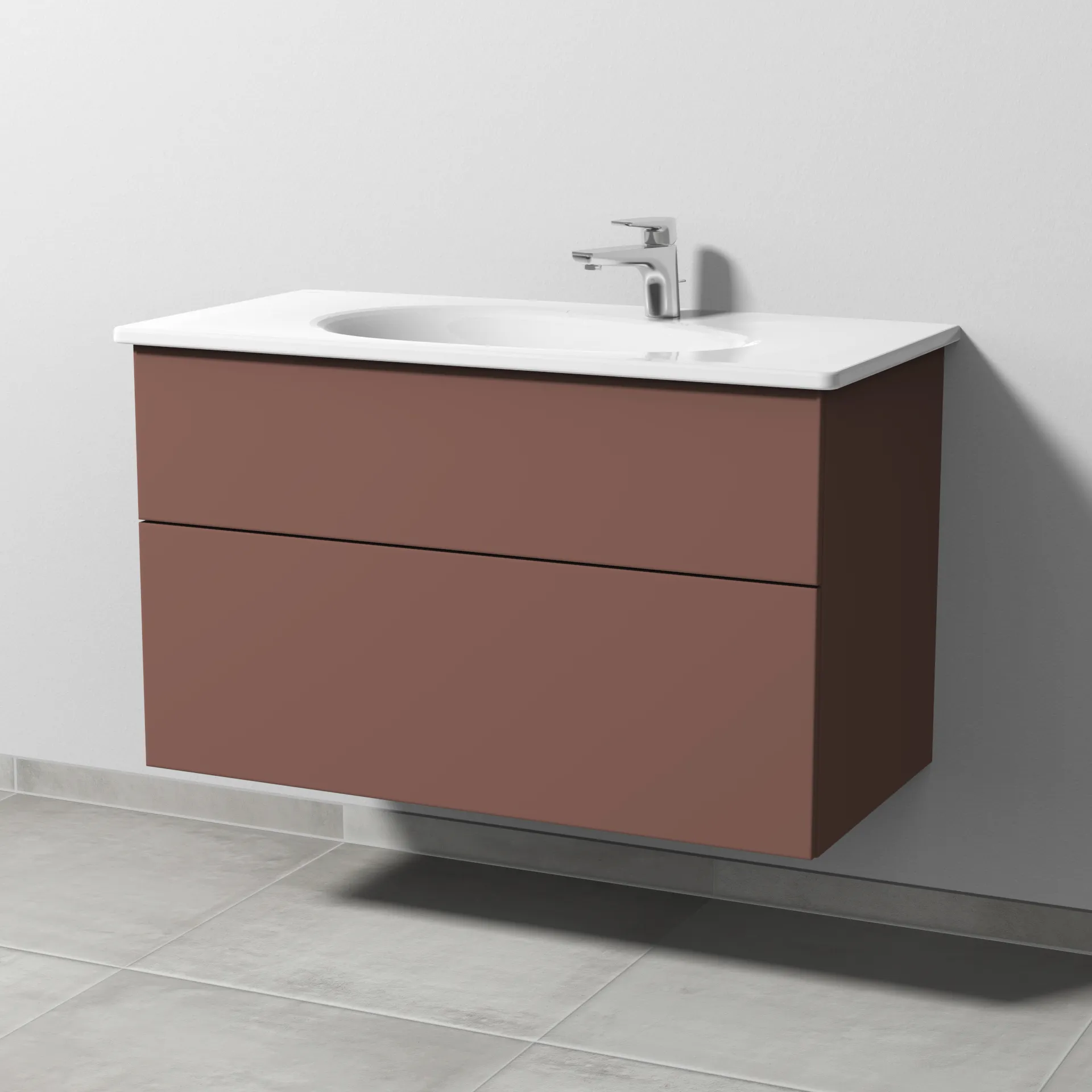 Sanipa Waschtischunterschrank „3way“ passend zu Keramik-Waschtische Antao von Villeroy & Boch 955 × 588 × 482 mm in Wine-Red