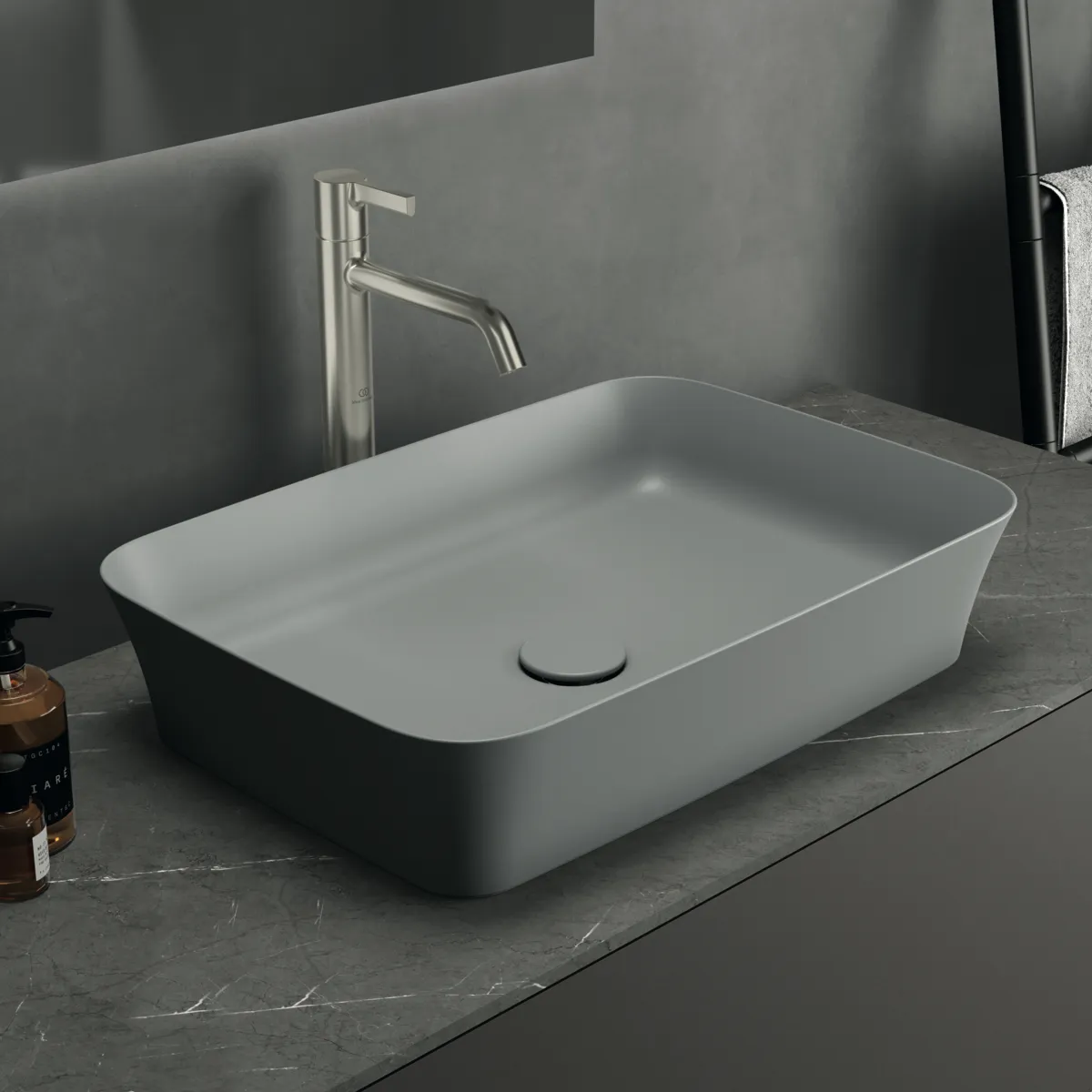 Waschbecken „Ipalyss“ 55 × 38 × 12,5 cm in Betongrau Waschbecken „Ipalyss“ 55 × 38 × 12,5 cm in Betongrau