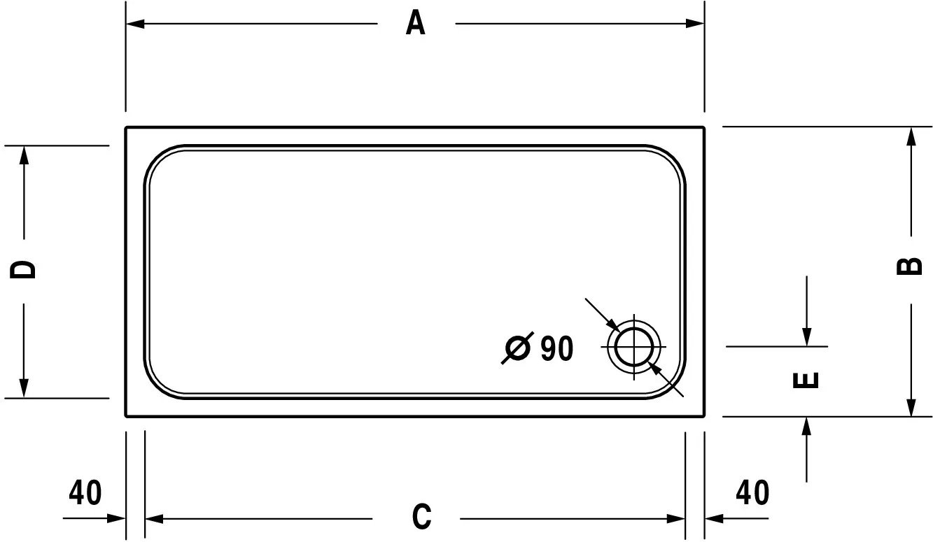 Duravit rechteck Duschwanne „D-Code“ 100 × 70 cm 