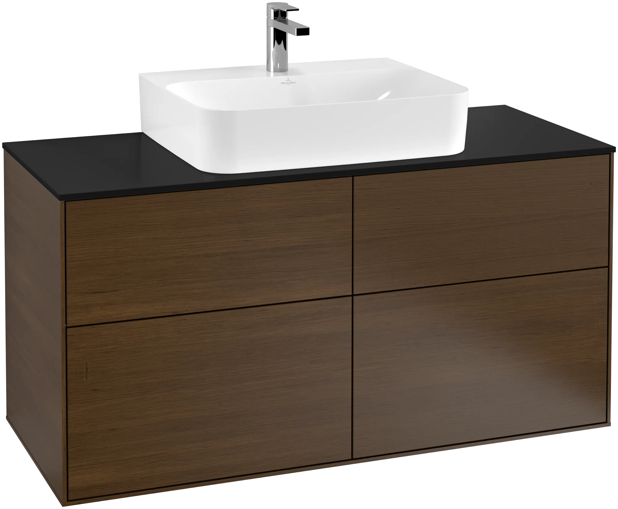 Villeroy & Boch Waschtischunterschrank „Finion“ für Schrankwaschtisch 1200 × 603 × 501 mm Walnut Veneer, für Becken mittig