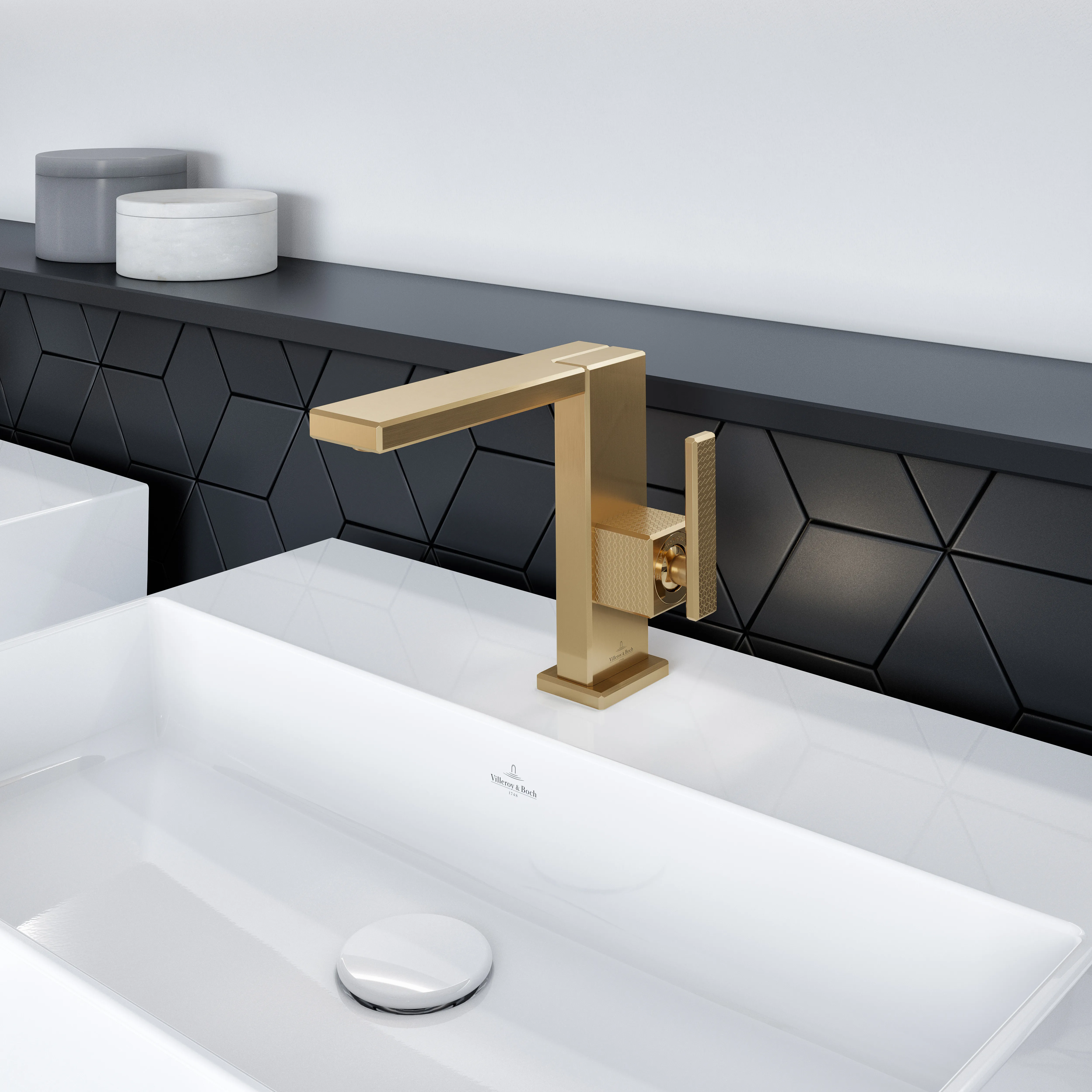 Villeroy & Boch Einhebel-Waschtischarmatur Mettlach, eckig, Brushed Gold, 173 mm Höhe, 113 x 200 mm Maße Villeroy & Boch Einhebel-Waschtischarmatur Mettlach, eckig, Brushed Gold, 173 mm Höhe, 113 x 200 mm Maße