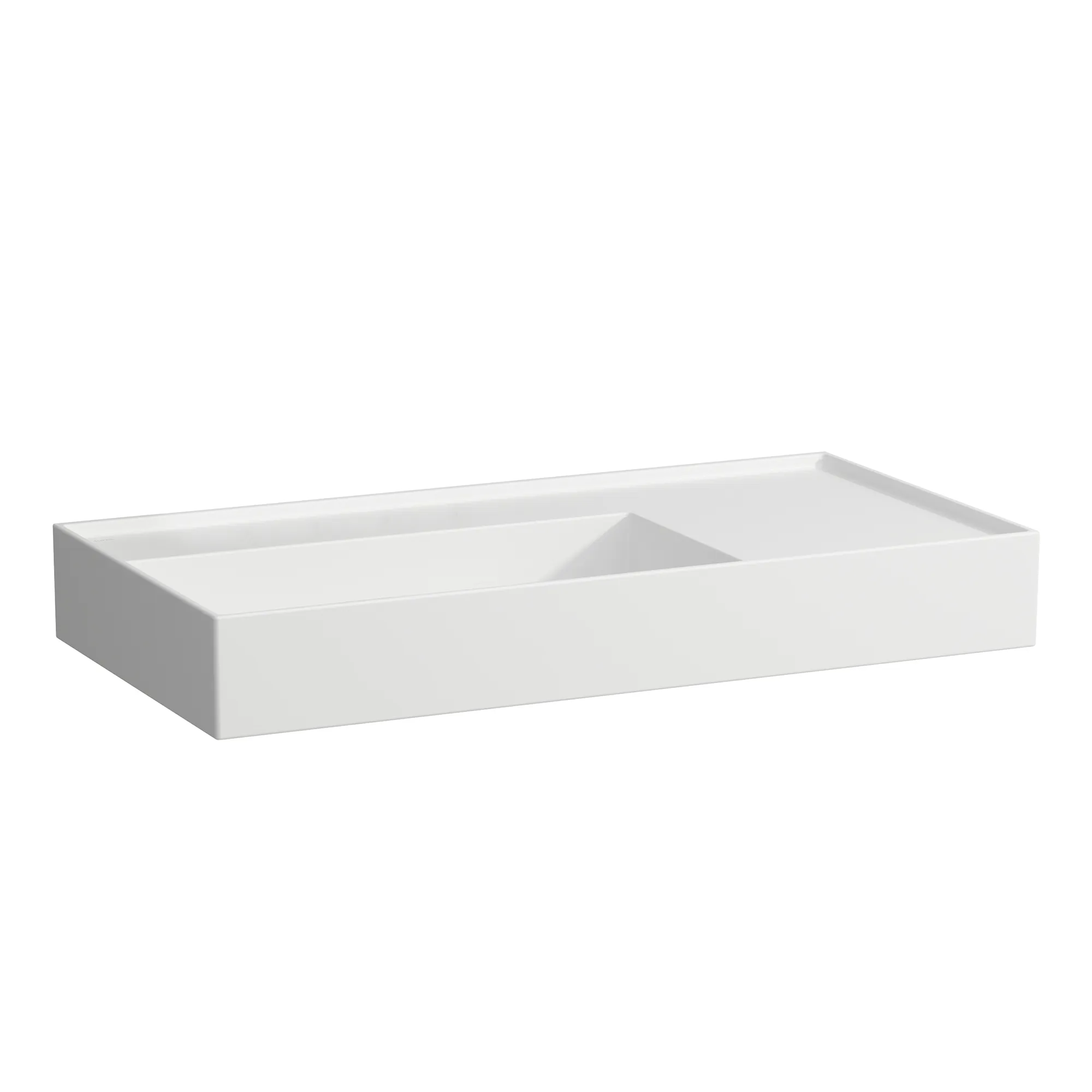 Waschtisch Kartell • 460x900x150 1 Hahnloch ohne Überlauf versteckter Ablauf Ablage rechts weiß