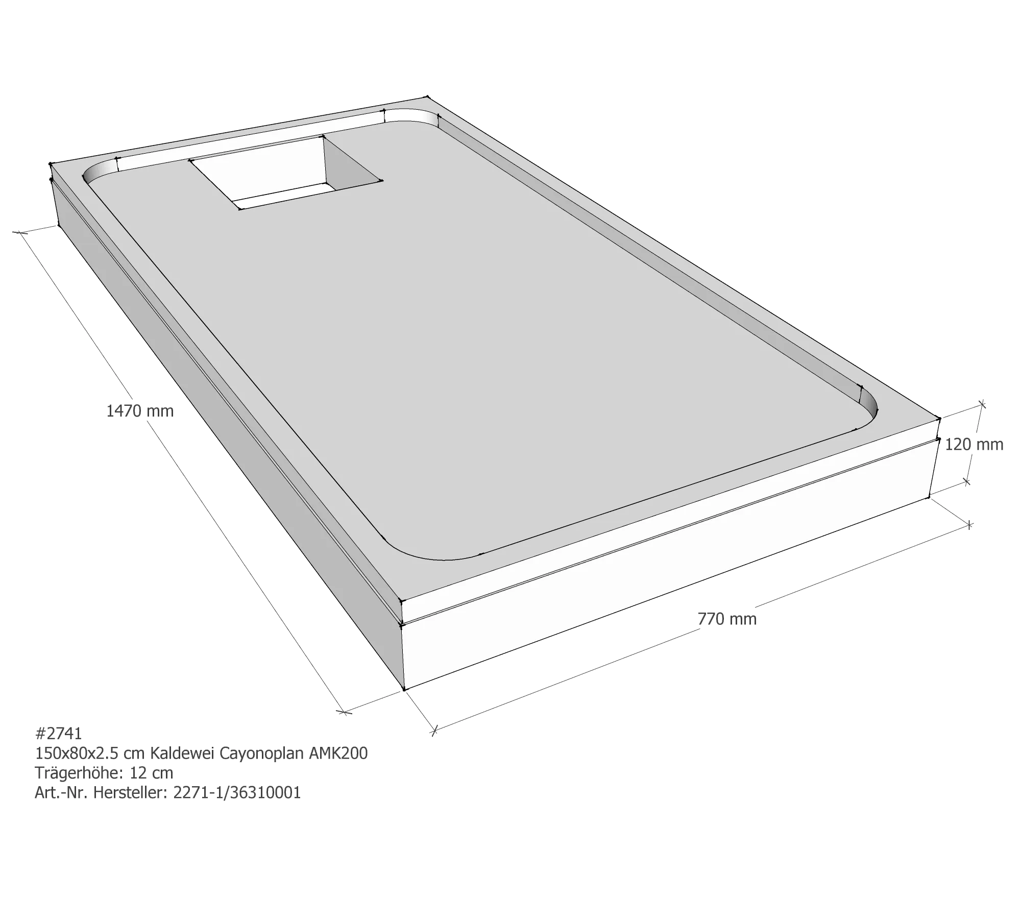 Duschwannenträger für Kaldewei Cayonoplan 150 × 80 × 2,5 cm Breite: 80 cm / Länge: 150 cm Duschwannenträger für Kaldewei Cayonoplan 150 × 80 × 2,5 cm Breite: 80 cm / Länge: 150 cm